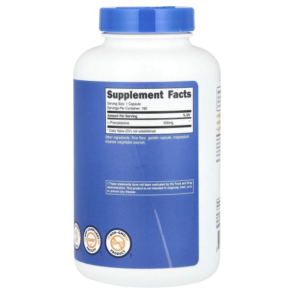 Nutricost, L-фенилаланин, 500 мг, 180 капсул – оригинальная продукция AthleticFuel