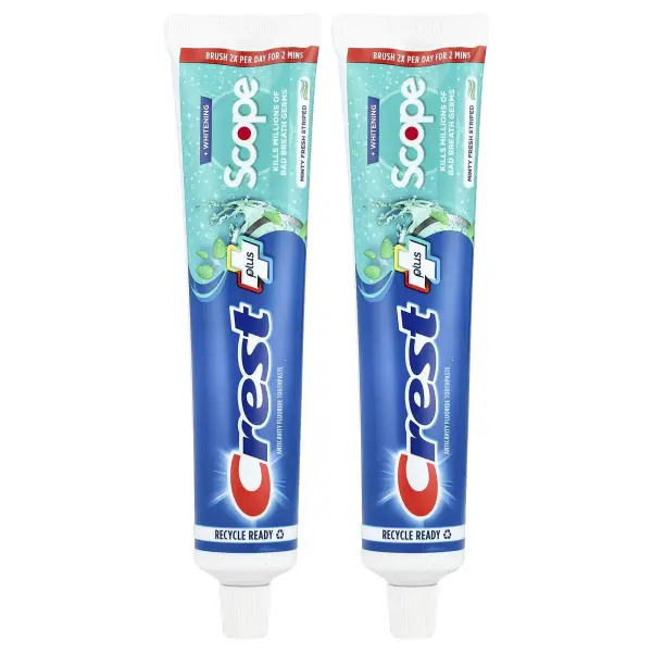 Crest, Plus Scope, зубная паста с фторидом против кариеса, свежая мята, 2 шт. в упаковке, по 153 г (