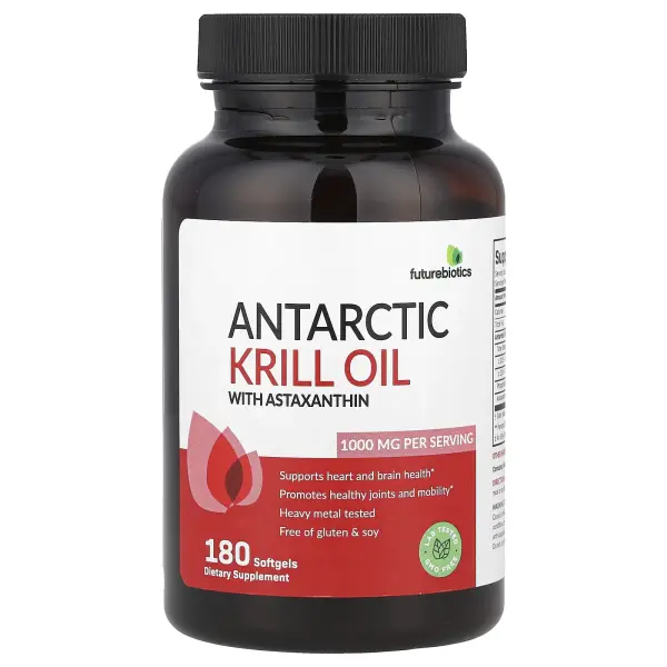 Futurebiotics, масло антарктического криля с астаксантином, 1000 мг, 180 капсул (500 мг в 1 капсуле)