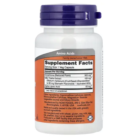 NOW Foods Глутатион 500 мг 30 капсул – оригинальная продукция AthleticFuel