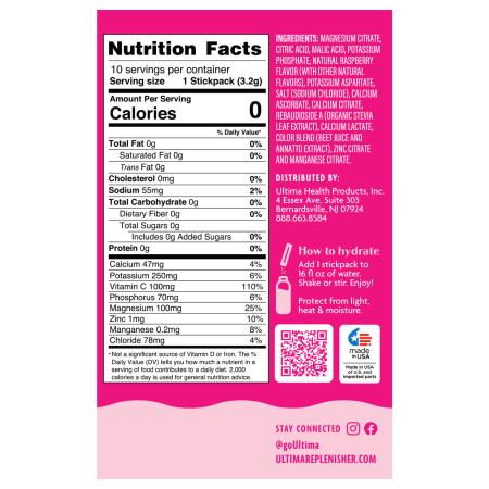 Ultima Replenisher, 6 Essential Electrolytes, ежедневная смесь для приготовления электролитов, малин