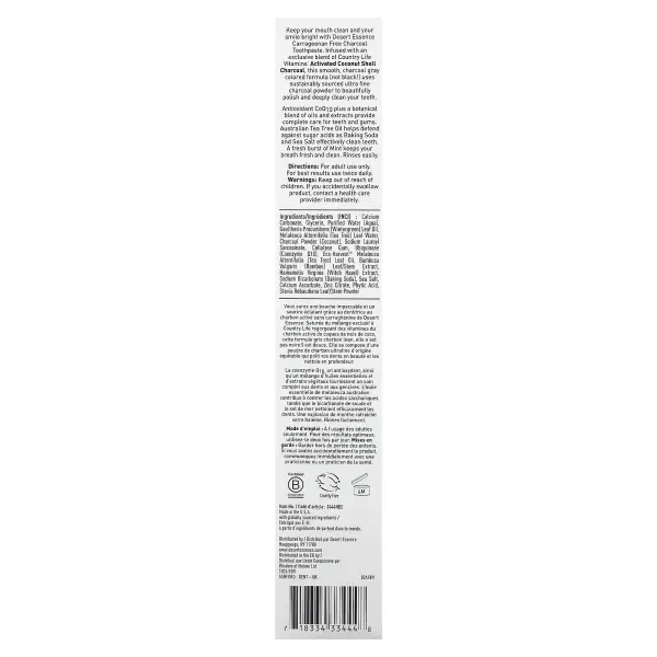 Desert Essence, Зубная паста с активированным углем, свежая мята, 176 г (6,25 унции)