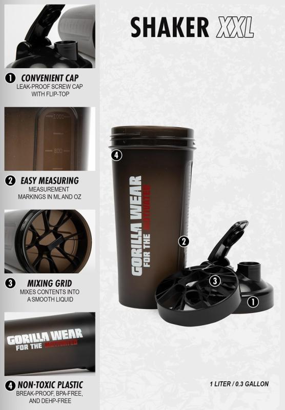 Gorilla Wear Шейкер Shaker XXL - Black/Red 1000 ml
