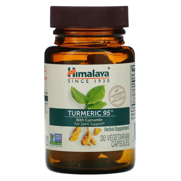 Himalaya, Turmeric 95 с куркумином для поддержки суставов, 30 растительных капсул