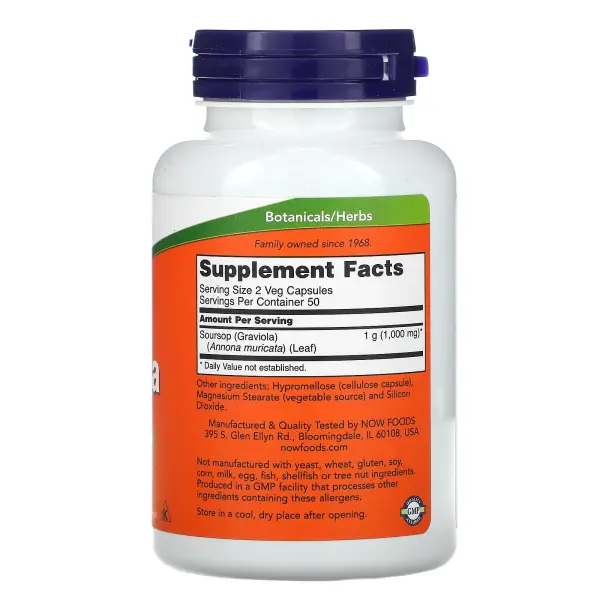 NOW Foods, Гравиола, 500 мг, 100 растительных капсул – оригинальная продукция AthleticFuel