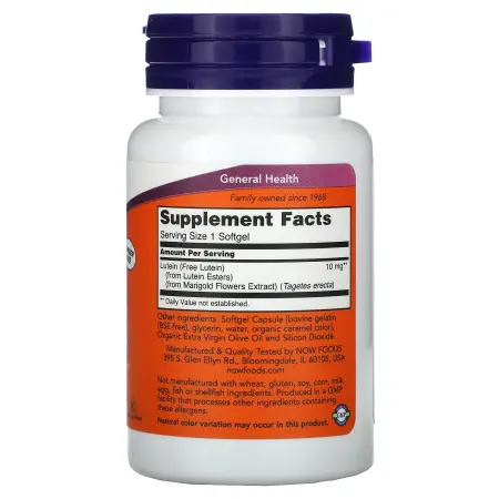 NOW Foods Лютеин 10 мг 120 капсул – оригинальная продукция AthleticFuel