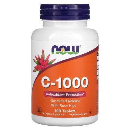 NOW Foods Витамин C-1000 100 таблеток – оригинальная продукция AthleticFuel