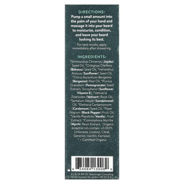 Badger, Navigator Class, Масло для бороды, бергамот и ваниль, 1 жидкая унция (29,6 мл)