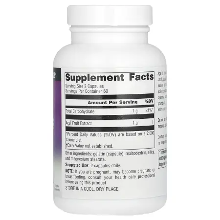 Source Naturals, экстракт асаи, 500 мг, 120 капсул