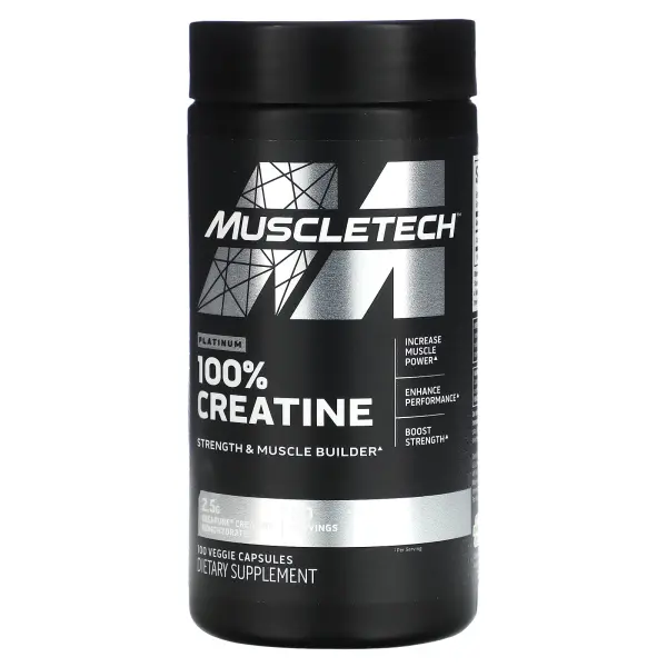 MuscleTech, 100% креатин Platinum, 100 растительных капсул (1,25 г в 1 капсуле)