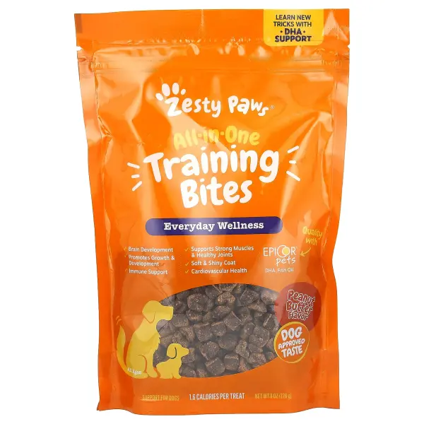 Zesty Paws, All-In-One Training Bites, комплекс для тренировок, для собак всех возрастов, арахисовое