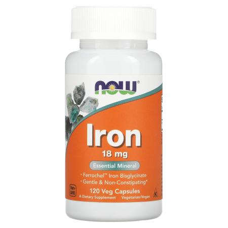 NOW Foods, Железо, 18 мг, 120 растительных капсул – оригинальная продукция AthleticFuel