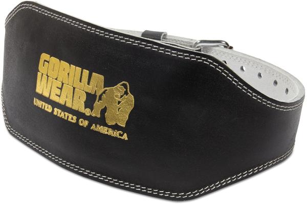 Gorilla Wear  6 Inch Padded Leather Lifting Belt - Black/Gold