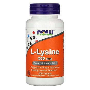 Фото NOW Foods, L-лизин, 500 мг, 100 таблеток