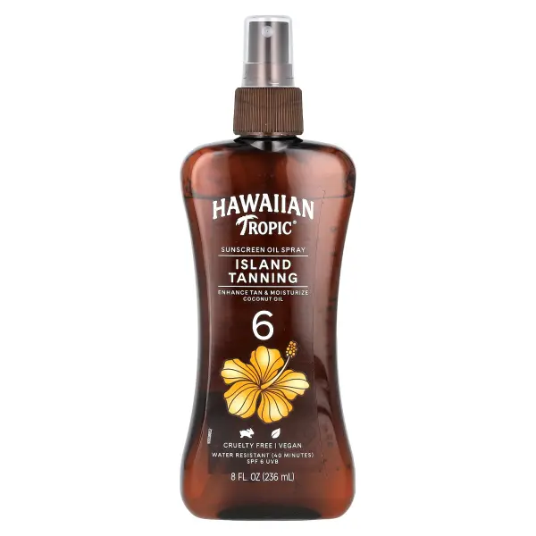 Hawaiian Tropic, Island Tanning, сухое масло-спрей для загара с кокосовым маслом, SPF 6, 236 мл (8 ж