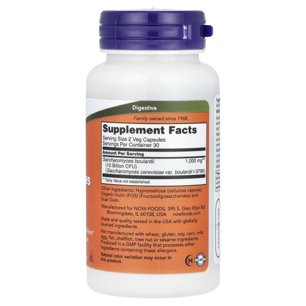 NOW Foods, сахаромицеты Буларди, пробиотик, 5 млрд КОЕ, 60 растительных капсул – оригинальная продукция AthleticFuel