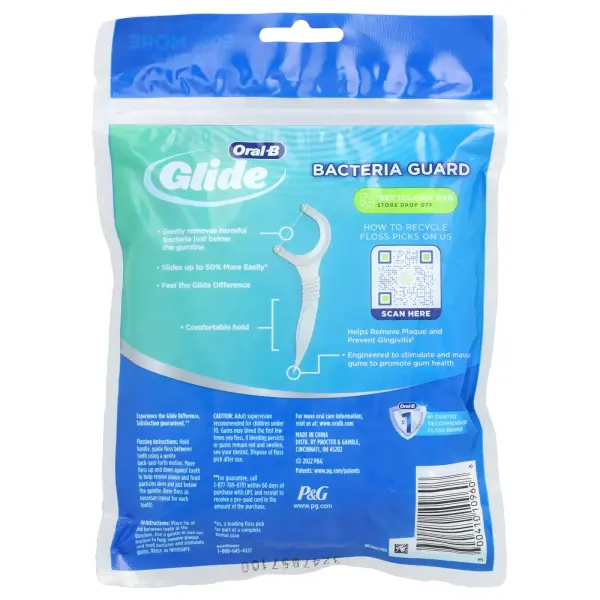 Oral-B, Glide, наборы для зубной нити, Bacteria Guard, мята, 75 шт.
