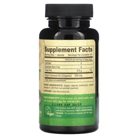 Deva, веганское кокосовое масло, 90 веганских капсул (500 мг в 1 капсуле)