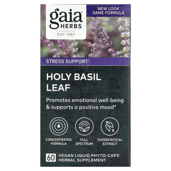 Gaia Herbs, Лист базилика священного, 363 мг, 60 веганских жидких фитокапсул