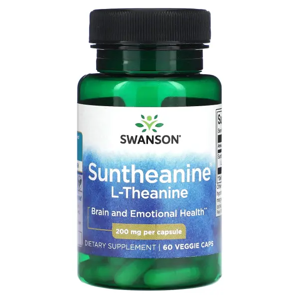 Swanson, Suntheanine® L-теанин, 200 мг, 60 веганских капсул