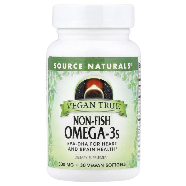 Source Naturals, Vegan True®, омега-3 не из рыбы, 300 мг, 30 веганских капсул