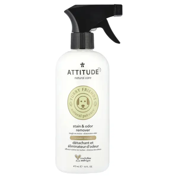 ATTITUDE, Furry Friends, Natural Pet Care ™, средство для удаления пятен и запахов, лаванда, 473 мл 
