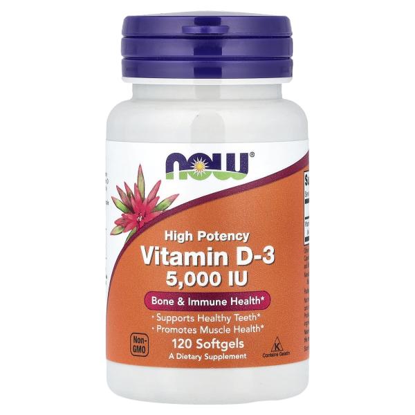 NOW Foods Витамин D3 5 000 МЕ 120 капсул