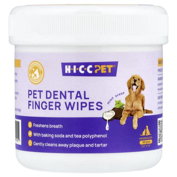HICC Pet, салфетки для зубов, для собак и кошек, мята, 50 шт.