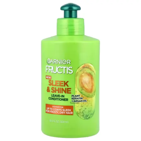 Garnier, Fructis, Sleek & Shine, несмываемый кондиционер для интенсивной разглаживания, вьющиеся, су
