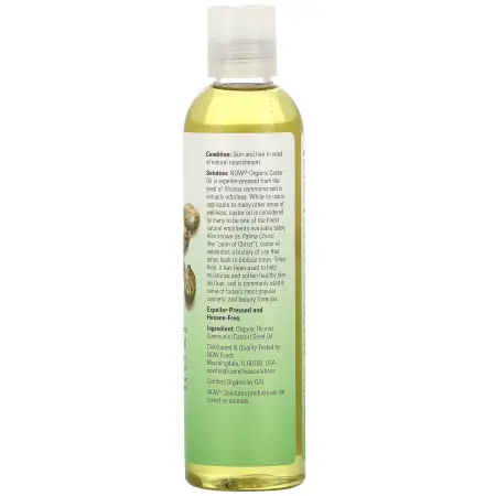 NOW Foods, Solutions, сертифицированное органическое касторовое масло, 237 мл (8 жидк. унций)