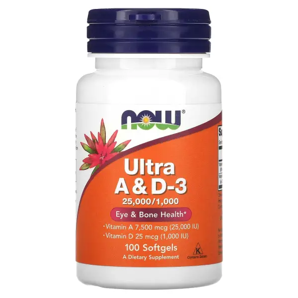 NOW Foods Витамины А и D3 Ультра 25 000 / 1 000 ME 100 капсул