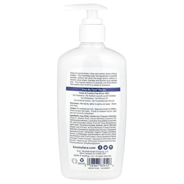 Kiss My Face, Moisture Shave, увлажняющее средство для бритья 4 в 1, лаванда и ши, 325 мл (11 жидк. 