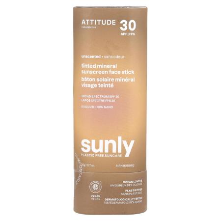 ATTITUDE, Минеральный солнцезащитный стик с тонирующим эффектом, SPF 30, без запаха, 20 г (0,7 унции