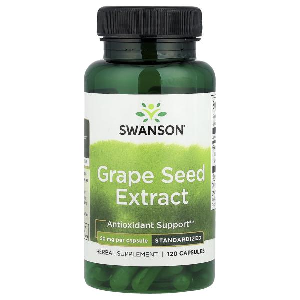 Swanson, Экстракт виноградных косточек, 50 мг, 120 капсул – оригинальная продукция AthleticFuel