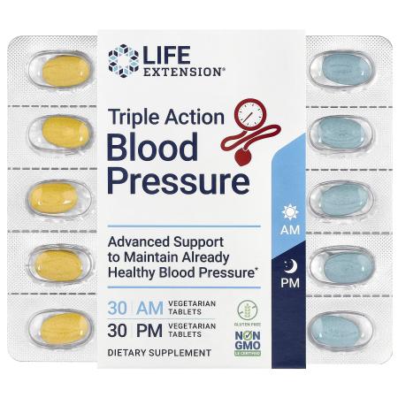 Life Extension, Тройного действия для измерения артериального давления, утром и вечером, 60 вегетари – оригинальная продукция AthleticFuel