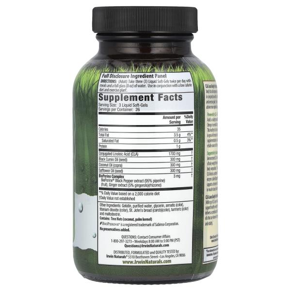 Irwin Naturals, C.L.A. Lean, Body Fat Reduction, 80 мягких желатиновых капсул с жидкостью