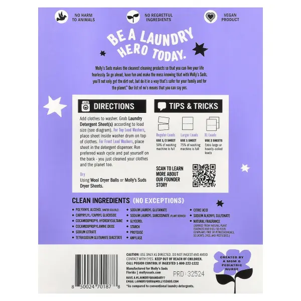 Molly's Suds, моющее средство для стирки, лаванда, 35 шт.