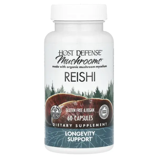 Fungi Perfecti, Mushrooms, рейши, поддержка долголетия, 60 вегетарианских капсул