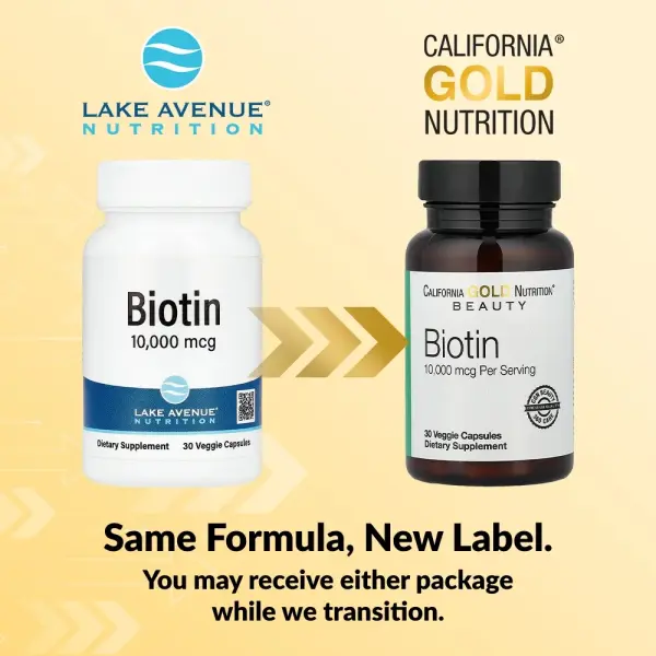 California Gold Nutrition, Биотин, 10 000 мкг, 30 растительных капсул – оригинальная продукция AthleticFuel