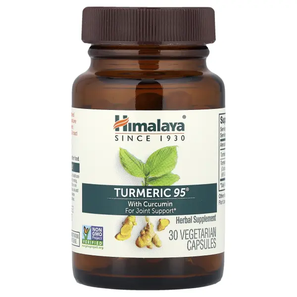 Himalaya, Turmeric 95 с куркумином для поддержки суставов, 30 растительных капсул