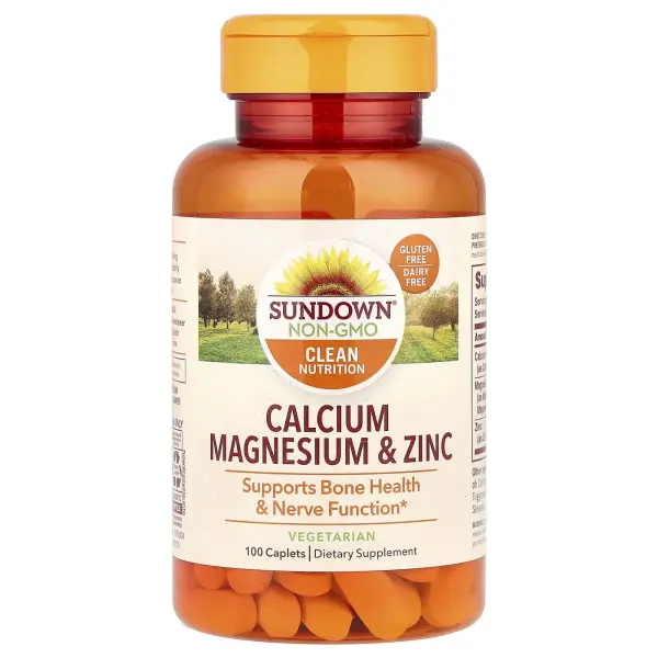 Sundown Naturals, кальций, магний и цинк, 100 капсуловидных таблеток