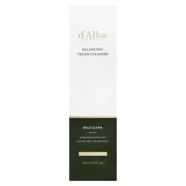 d'Alba, Сбалансированное веганское очищающее средство, мягкое очищение, 200 мл (6,76 жидк. унц.)