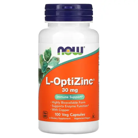 NOW Foods L-OptiZinc 30 мг 100 растительных капсул