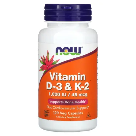 NOW Foods Vitamin D-3 & K-2 1000 IU / 45 mcg 120 caps