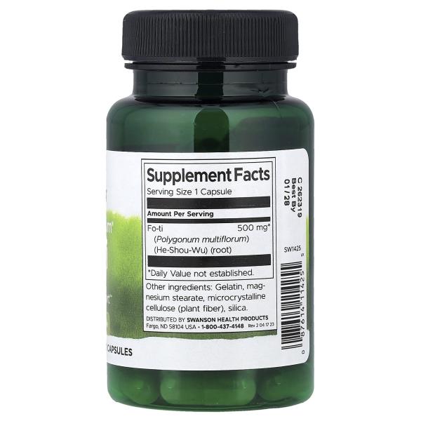 Swanson, Fo-Ti, 500 мг, 60 капсул – оригинальная продукция AthleticFuel