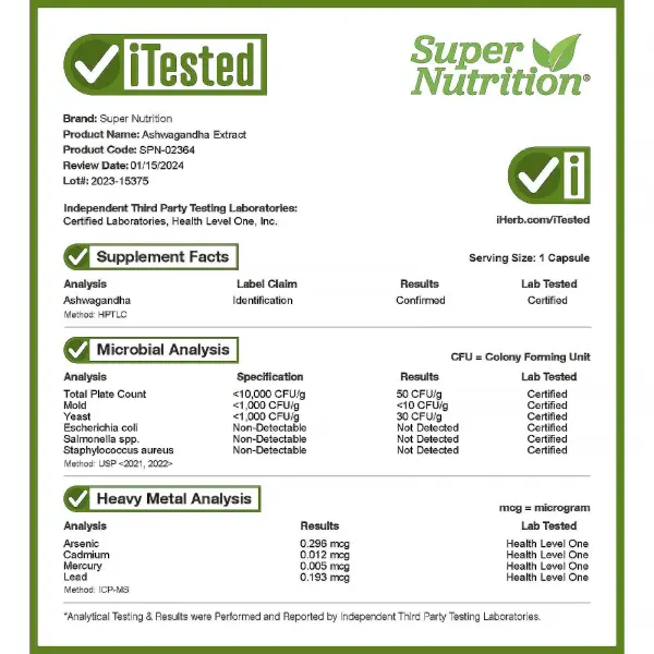 California Gold Nutrition, Ашваганда, 500 мг, 120 растительных капсул