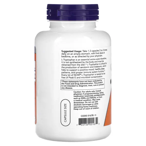 NOW Foods L-триптофан 500 мг 120 растительных капсул