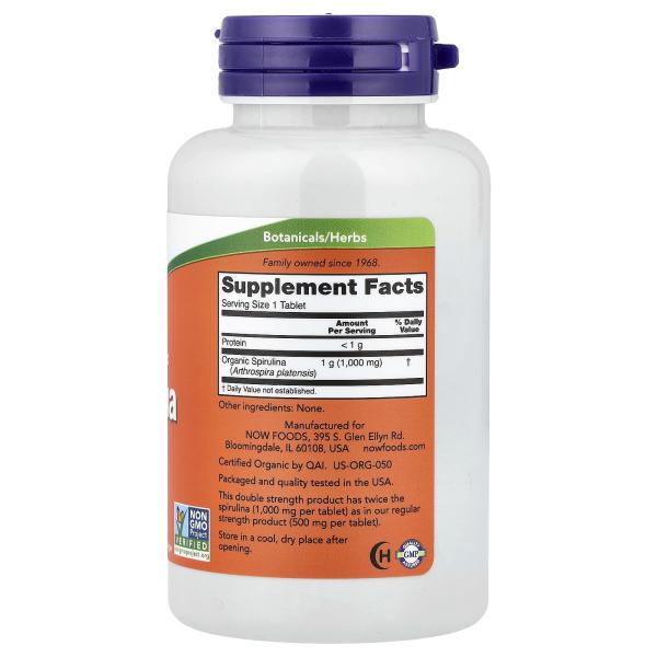 NOW Foods Сертифицированная органическая спирулина 1000 мг 120 таблеток
