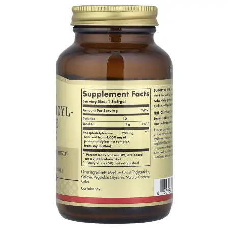 Solgar, Фосфатидилсерин, 200 мг, 60 мягких желатиновых капсул