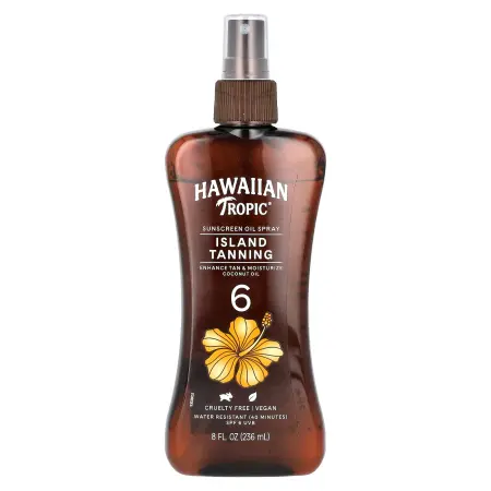 Hawaiian Tropic, Island Tanning, сухое масло-спрей для загара с кокосовым маслом, SPF 6, 236 мл (8 ж